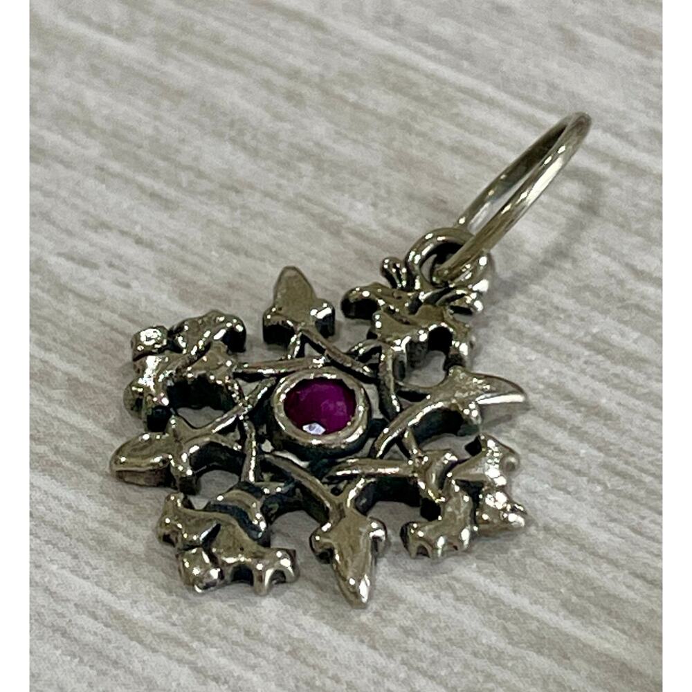 Love Heals Ruby JULY Birthstone Snowflake White Bronze Charm LH100